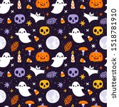 vector halloween seamless... | Shutterstock .eps vector #1518781910