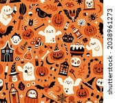 vector halloween seamless... | Shutterstock .eps vector #2038961273