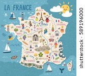 vector stylized map of france.... | Shutterstock .eps vector #589196000