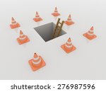 traffic cones around manhole... | Shutterstock . vector #276987596