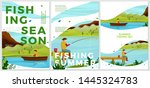 vector summer posters set  ... | Shutterstock .eps vector #1445324783
