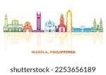 Colourfull Skyline panorama of city of Manila, Philippines  - vector illustration