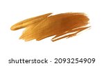 Small photo of Grunge Gold and bronze glitter color brushstroke smear painting on white. Abstract glow shiny background.