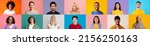 Small photo of Collage of diverse ethnicity young people posing on colorful studio backgrounds, group headshots of smiling multicultural millennial people smiling at camera, set of closeup portraits, panorama