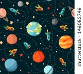Seamless Space Pattern. Planets ...