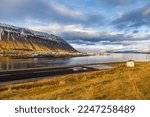The small town of Isafjardarbaer in the Isafjardardjup fjord in North Iceland