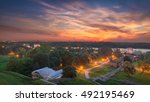 Small photo of Panorama on west side of Belgrade city with Amam A¢?? Turkish bath and Nebojsa Tower in foreground with Zemun and new part of town in background.