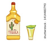 Tequila Bottle and Glass vector clipart image - Free stock photo ...