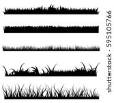 vector set of black grass... | Shutterstock .eps vector #595105766