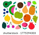 hand drawn colorful fruits set. ... | Shutterstock .eps vector #1775294303