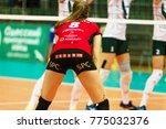 Small photo of ODESSA, UKRAINE - September 12, 2017: 2018 CEV Volleyball Cup - Women. Played Khimik YUZHNY (Ukraine) - white and Zesar VFM Franches-Montagnes (Switzerland) - red. Stressed women's volleyball game