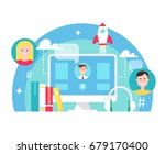 blended learning and e learning ... | Shutterstock .eps vector #679170400