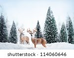 Winter Landscape With Deers...