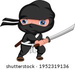 Ninja Cartoon Posing And...