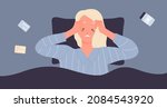 woman with insomnia lying in... | Shutterstock .eps vector #2084543920
