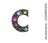 C Letter With Colorful Paw...