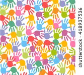 baby hand prints colorful... | Shutterstock .eps vector #418937536