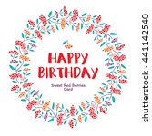 happy birthday. red berry round ... | Shutterstock .eps vector #441142540