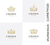 Set Of Four Linear Crown Icons. ...