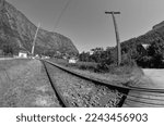 Small photo of Flam Railway. The Flamsbana is a 20.2-kilometer long railway line between Myrdal and Flam in Aurland, June 17,2018. Flam, Norway, Scandinavia.