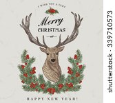 Vintage Christmas Card. Deer ...