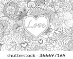 heart on flowers for coloring... | Shutterstock .eps vector #366697169