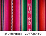 Wooven Wool Boliva traditional Fabric Background colourful Texture. Latin America