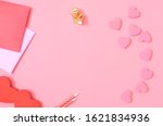 flat lay of rose leaves love... | Shutterstock . vector #1621834936