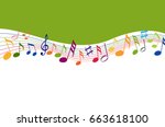 music notes on a color... | Shutterstock .eps vector #663618100