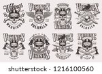 vintage monochrome viking... | Shutterstock .eps vector #1216100560