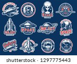 vintage colorful space badges... | Shutterstock .eps vector #1297775443