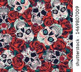 vintage day of dead seamless... | Shutterstock .eps vector #1469807009