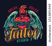 tattoo studio vintage colorful... | Shutterstock .eps vector #1513891949