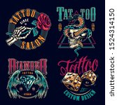 vintage tattoo studio colorful... | Shutterstock .eps vector #1524314150