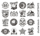 vintage wild west emblems with... | Shutterstock .eps vector #1621878493