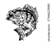vintage monochrome perch fish... | Shutterstock .eps vector #1744623989