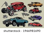 custom cars colorful vintage... | Shutterstock .eps vector #1966981690