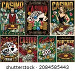 casino vintage posters with... | Shutterstock .eps vector #2084585443