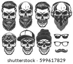 set of different skull... | Shutterstock .eps vector #599617829
