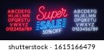 super sale neon sign on dark... | Shutterstock .eps vector #1615166479