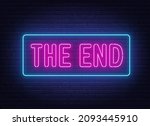 the end neon sign on brick wall ... | Shutterstock .eps vector #2093445910