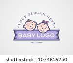 baby logo. vector symbol with... | Shutterstock .eps vector #1074856250