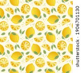 seamless pattern with lemons.... | Shutterstock .eps vector #1906701130