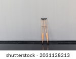 pair wooden crutches or medical ... | Shutterstock . vector #2031128213