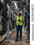 Small photo of Industrial engineer work on site. engineer visit and inspection site engineer at industrial site. Inspector engineer check and working on site