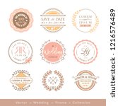 retro pastel wedding logo frame ... | Shutterstock .eps vector #1216576489