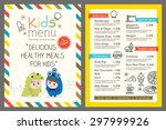 cute colorful kids meal menu... | Shutterstock .eps vector #297999926
