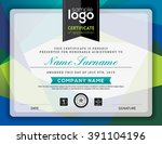 modern certificate blue and... | Shutterstock .eps vector #391104196