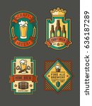  collection of color retro beer ... | Shutterstock . vector #636187289