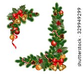 christmas decorations with fir... | Shutterstock .eps vector #329949299
